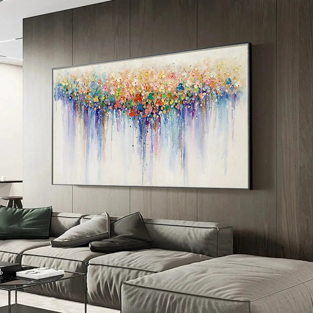 FLOWERFALL: Abstract Colorful Blossoms Watercolor Effect Canvas