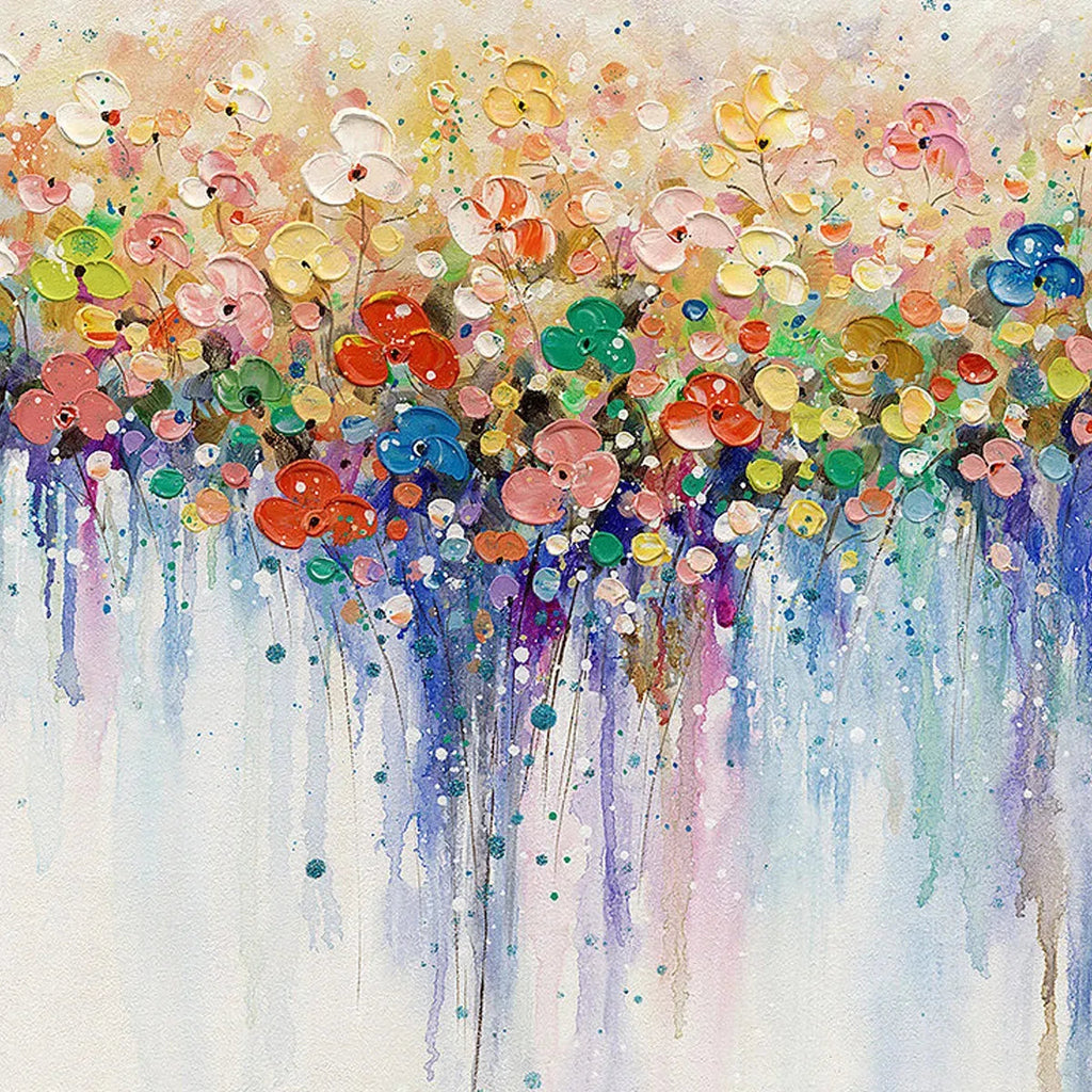 FLOWERFALL: Abstract Colorful Blossoms Watercolor Effect Canvas
