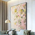 BLUSHING BLOOMS: Textured Abstract Pastel Dreamy Floral Canvas