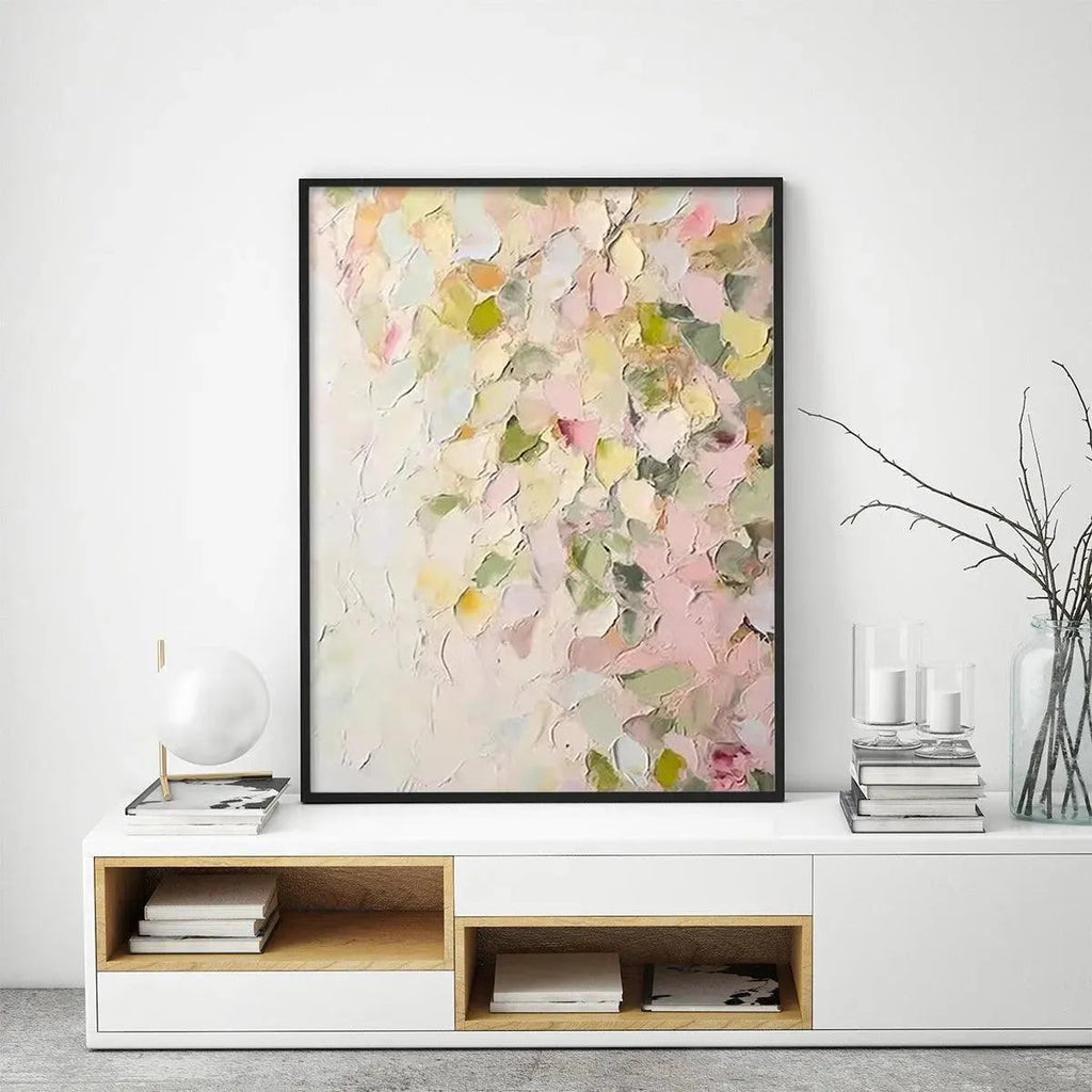 BLUSHING BLOOMS: Textured Abstract Pastel Dreamy Floral Canvas