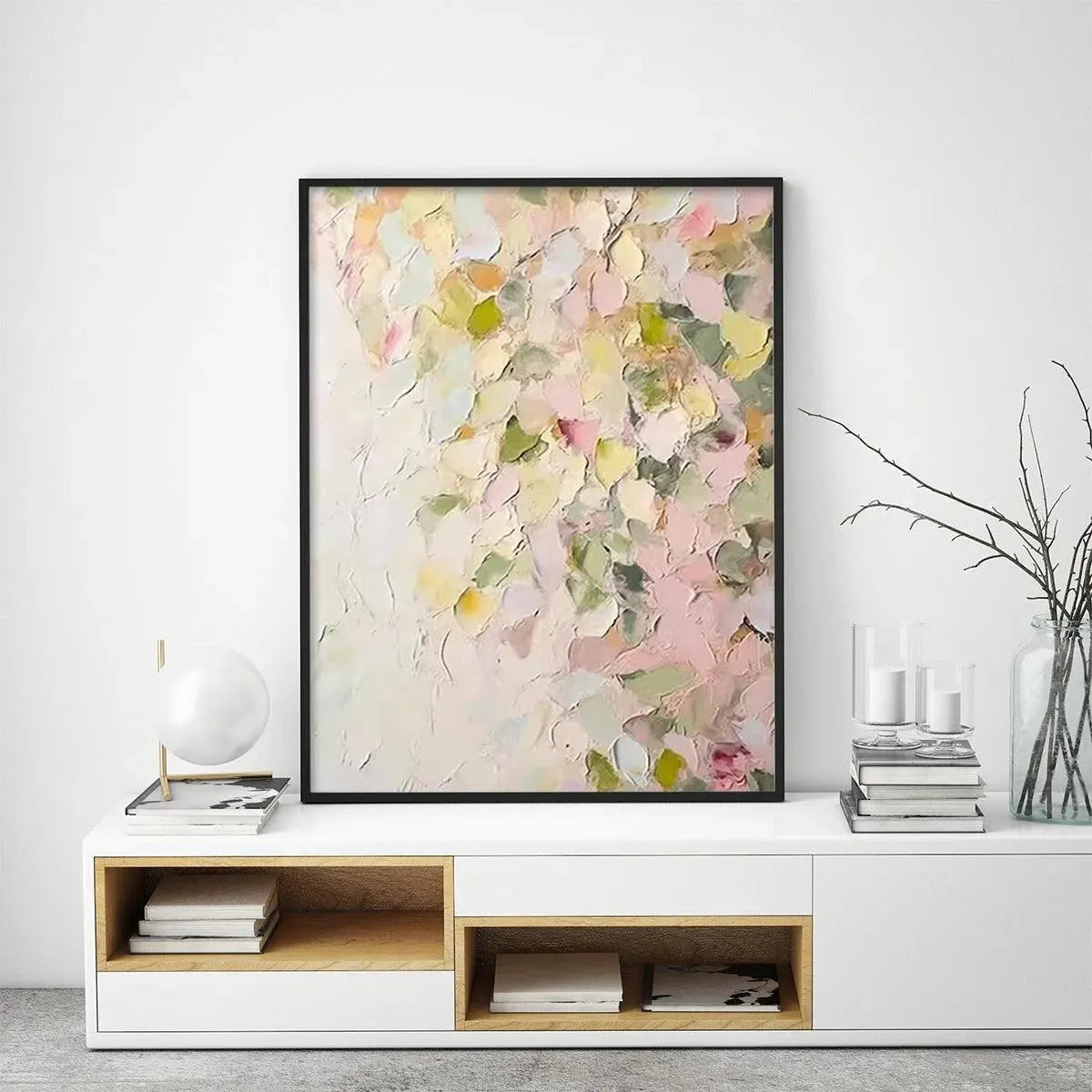 BLUSHING BLOOMS: Textured Abstract Pastel Dreamy Floral Canvas