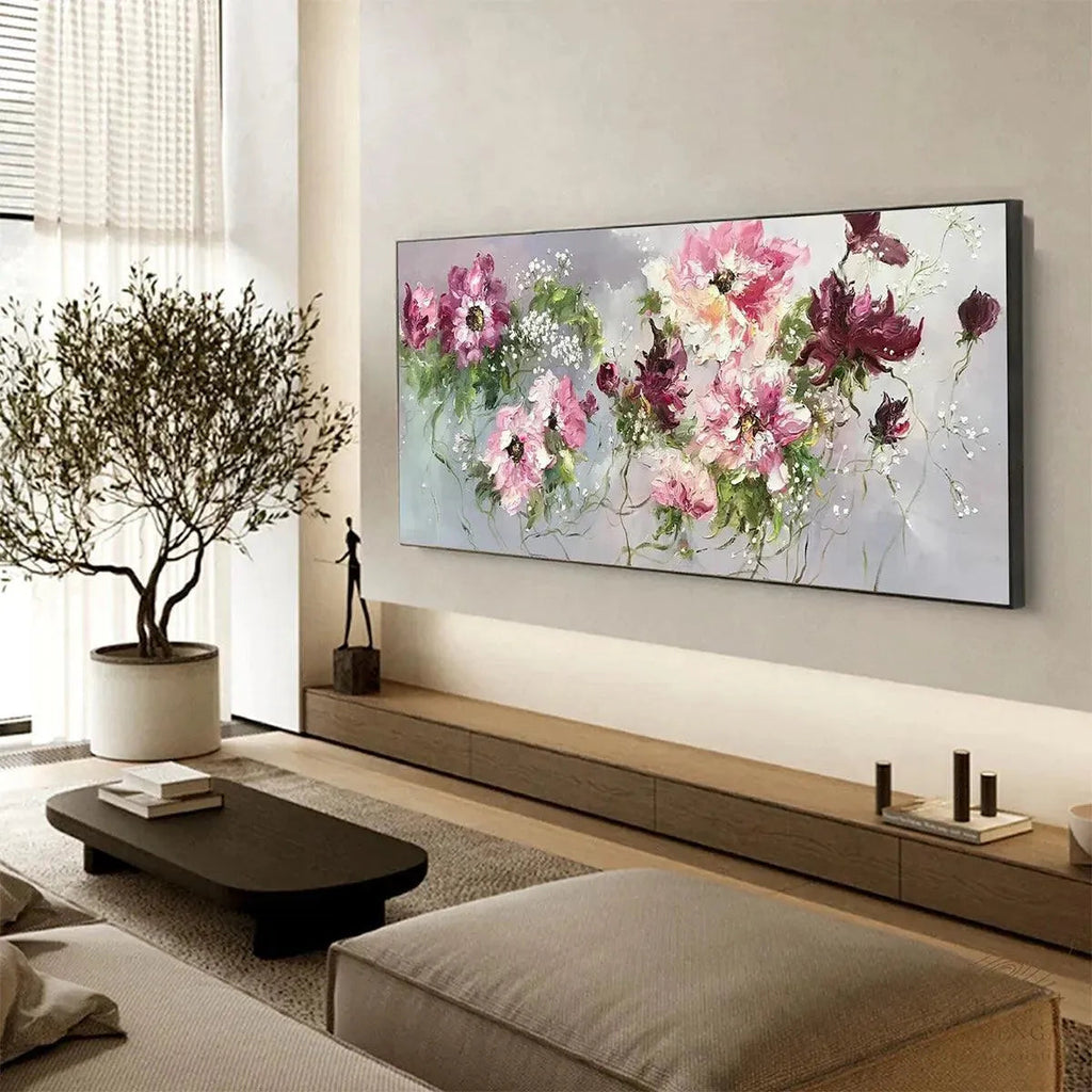WILD ROSE WHISPERS: Impressionistic Romantic Pinks Burgundy Wild Roses Canvas