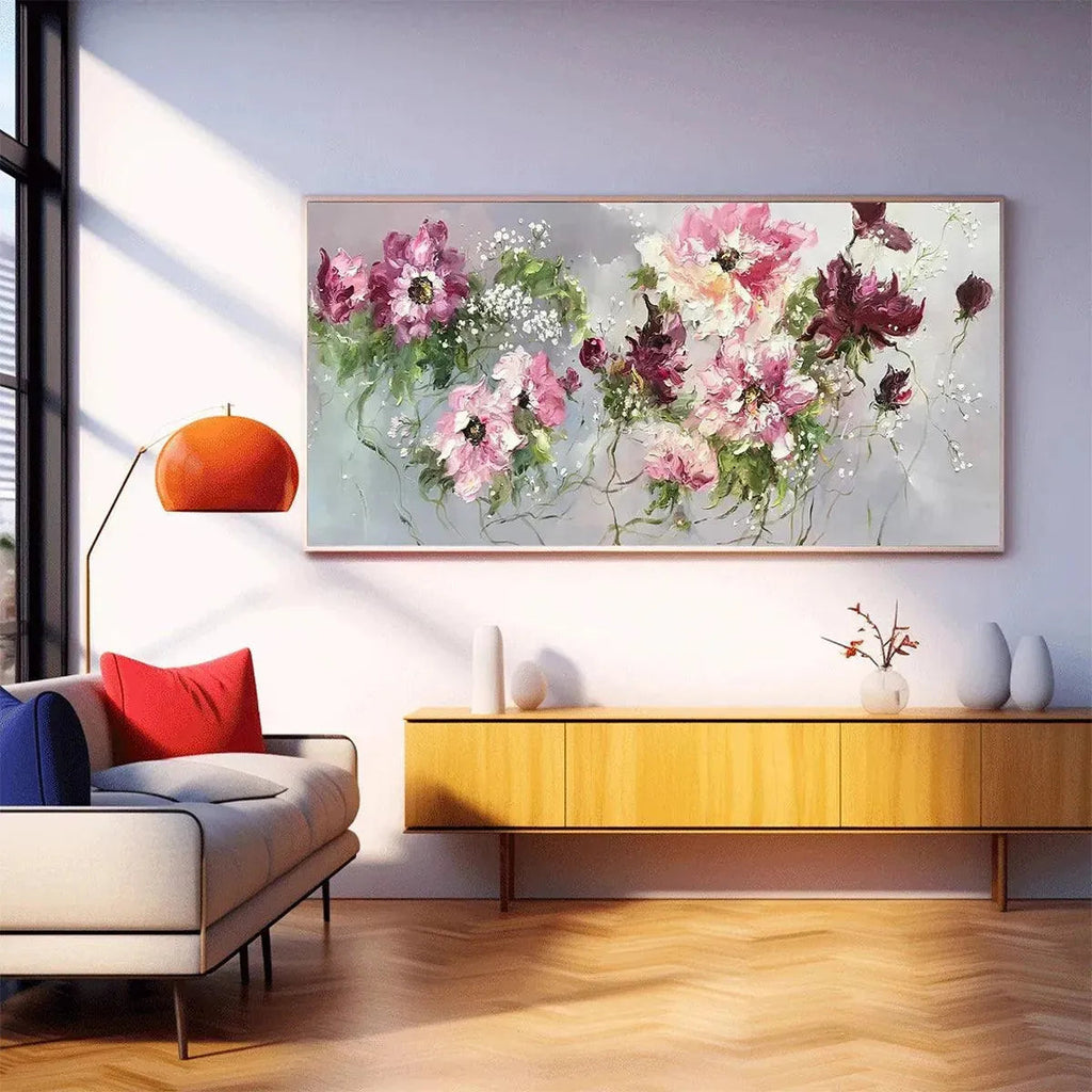 WILD ROSE WHISPERS: Impressionistic Romantic Pinks Burgundy Wild Roses Canvas
