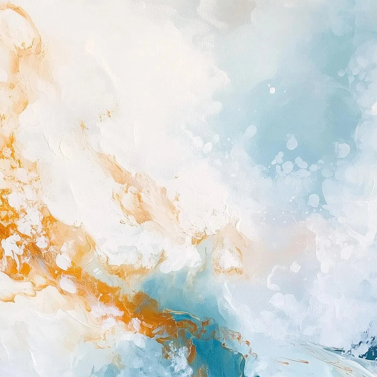AQUAMARINE CREST: Panoramic Blue Teal Abstract Ocean Wave Canvas
