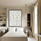White Butterflies 3D impasto painting by Isabella Rossi, vertical wall art for bedroom decor.