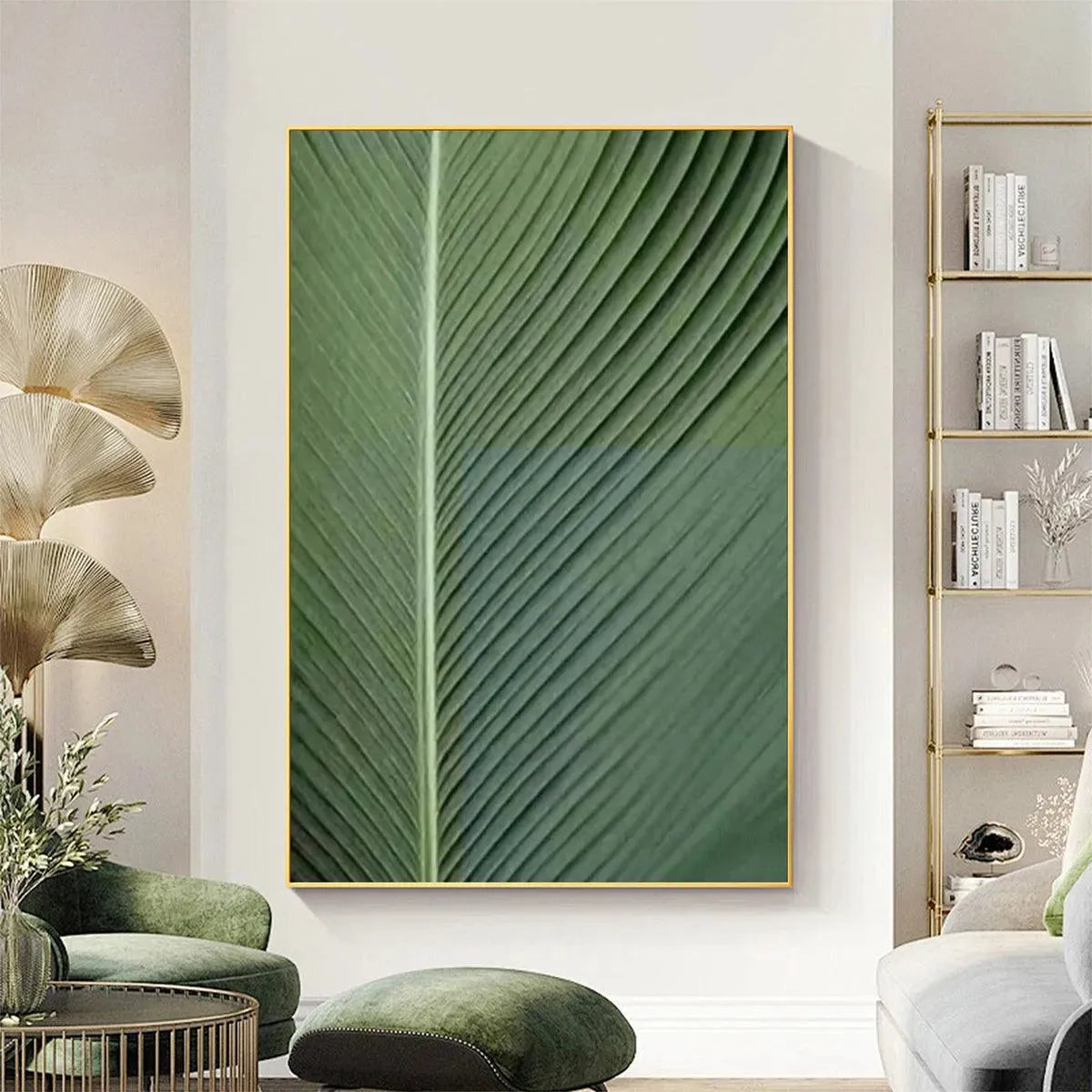 TROPICAL SERENITY: Minimalist Single Leaf Clean Lines Botanical Canvas