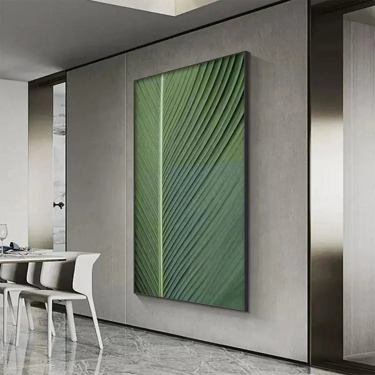 TROPICAL SERENITY: Minimalist Single Leaf Clean Lines Botanical Canvas