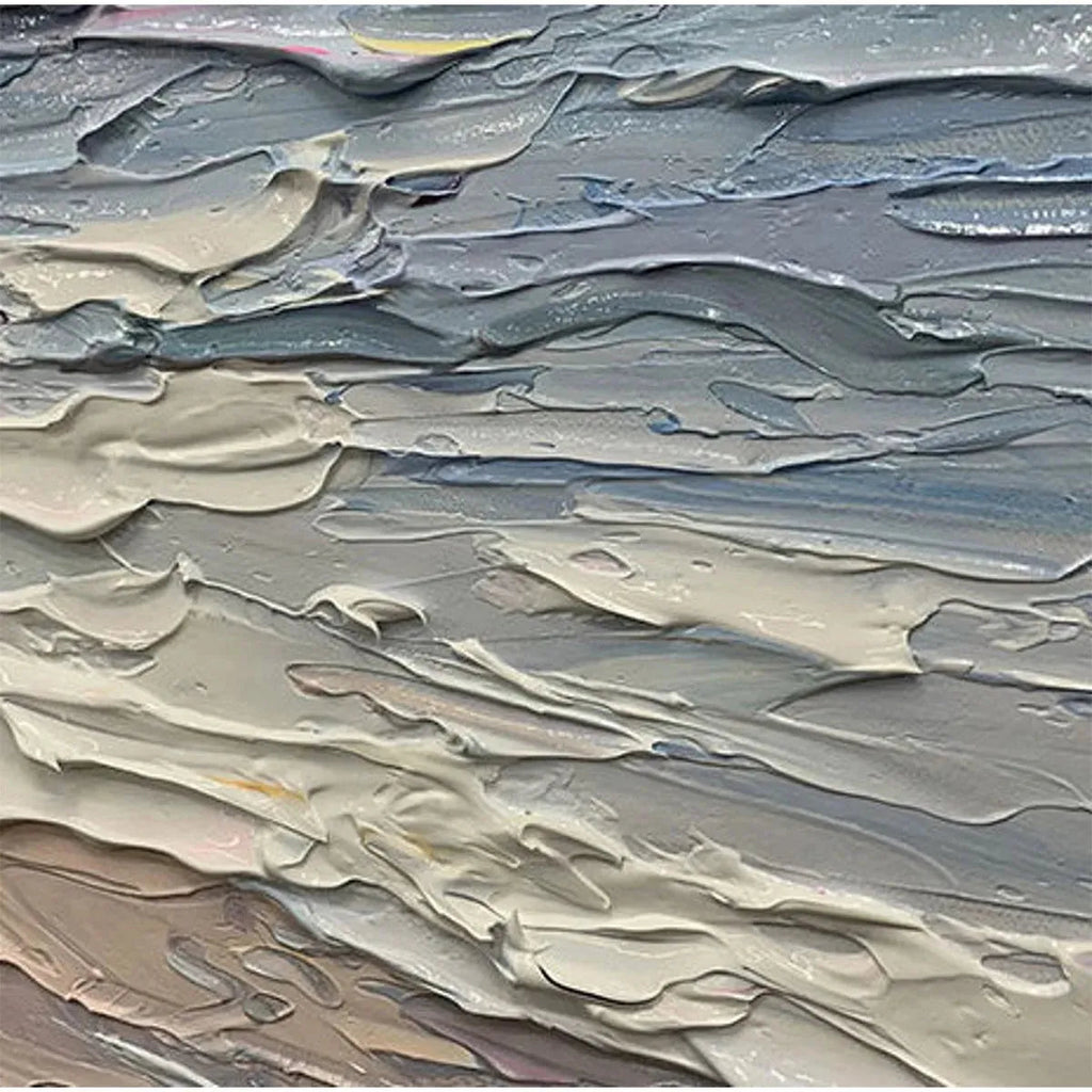 SERENE SEASCAPE: Soft Sunlit Ocean Textured Minimalist Canvas