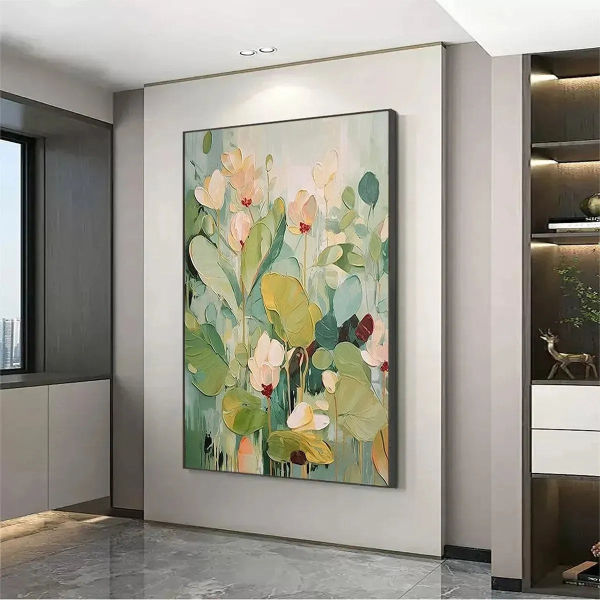 LUSH GARDEN: Textured Greens And Whites Tranquil Beauty Canvas