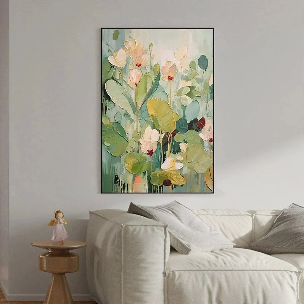LUSH GARDEN: Textured Greens And Whites Tranquil Beauty Canvas