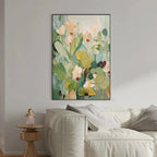 LUSH GARDEN: Textured Greens And Whites Tranquil Beauty Canvas