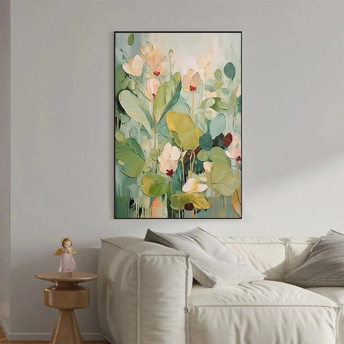 LUSH GARDEN: Textured Greens And Whites Tranquil Beauty Canvas