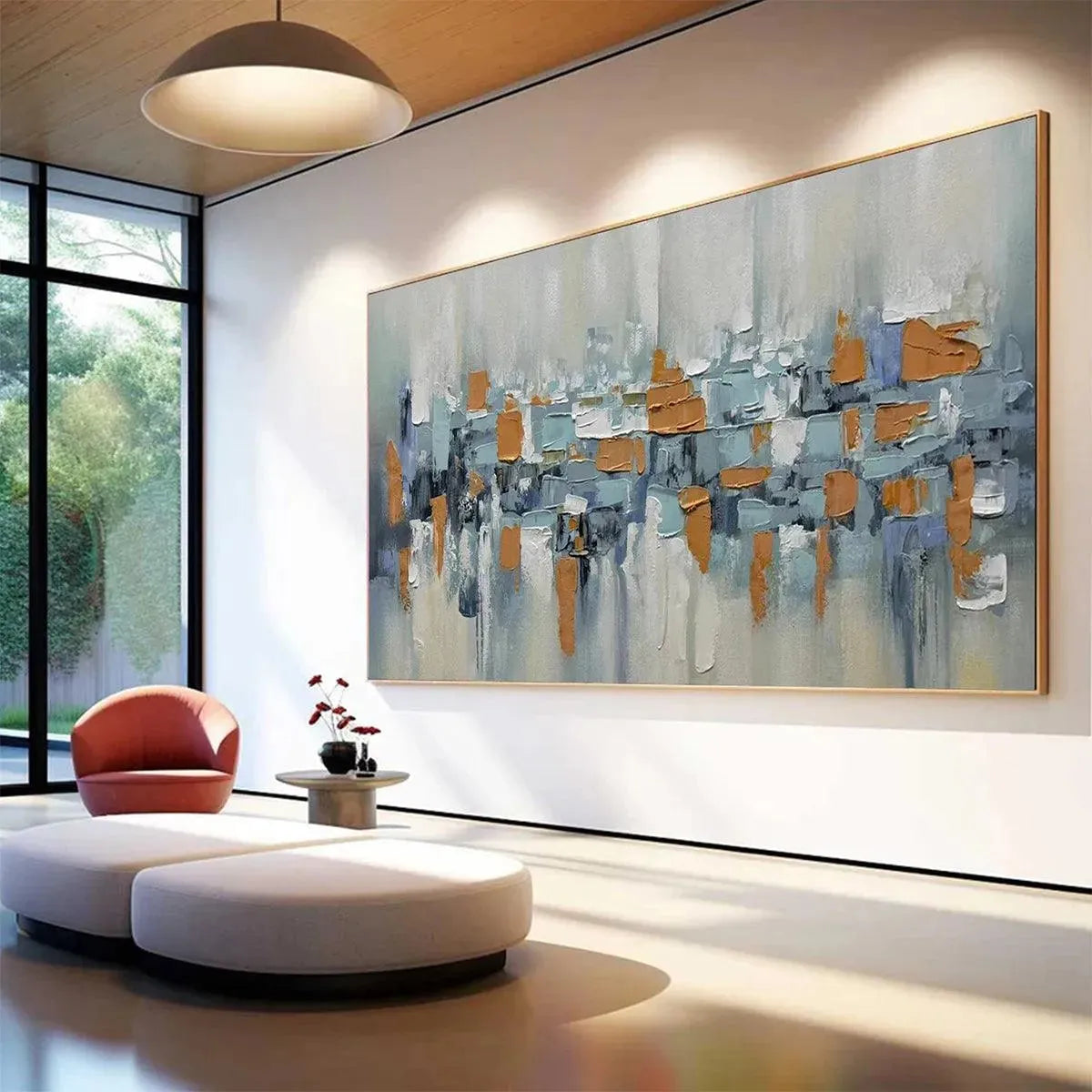 URBAN ABSTRACT: Textured Impasto Dynamic Cityscape Panoramic Canvas
