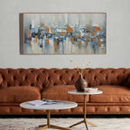 URBAN ABSTRACT: Textured Impasto Dynamic Cityscape Panoramic Canvas