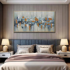 URBAN ABSTRACT: Textured Impasto Dynamic Cityscape Panoramic Canvas