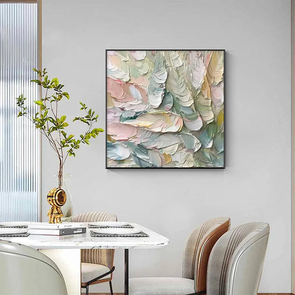 PASTEL FEATHERS: Textured Impasto Dreamy Soft Pastel Hues Canvas