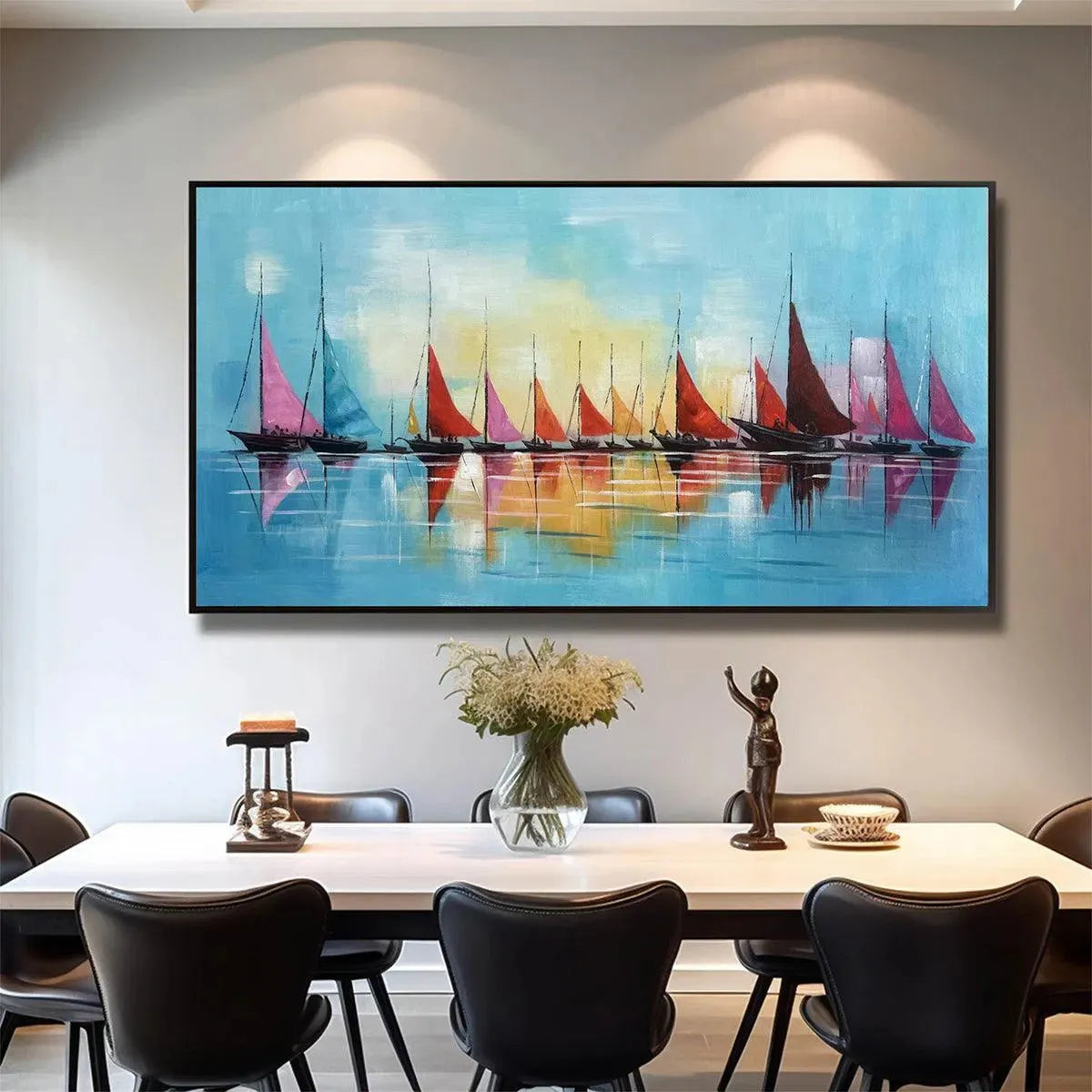 REGATTA: Textured Sailboat Seascape Panoramic Wall Art