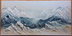 Eternal Summits: Textured Mountain Landscape with Misty Blues