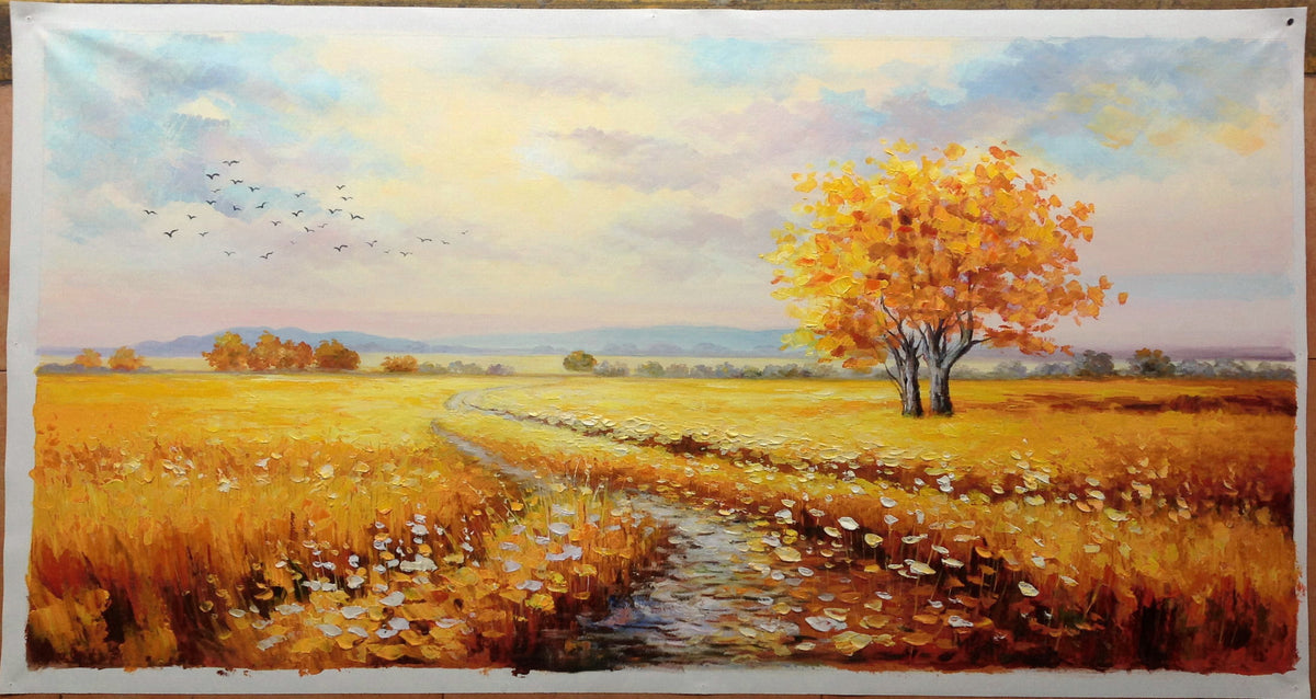 GOLDEN HARVEST: Textured Golden Field Sunset Glow Canvas