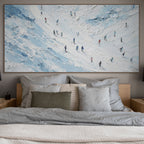 ALPINE DESCENT: Textured Skiing Scene Canvas  Mountain Wall Art