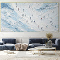 ALPINE DESCENT: Textured Skiing Scene Canvas  Mountain Wall Art
