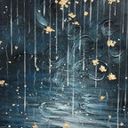GOLDEN FALLS: Blue Gold Waterfall Vertical Wall Art