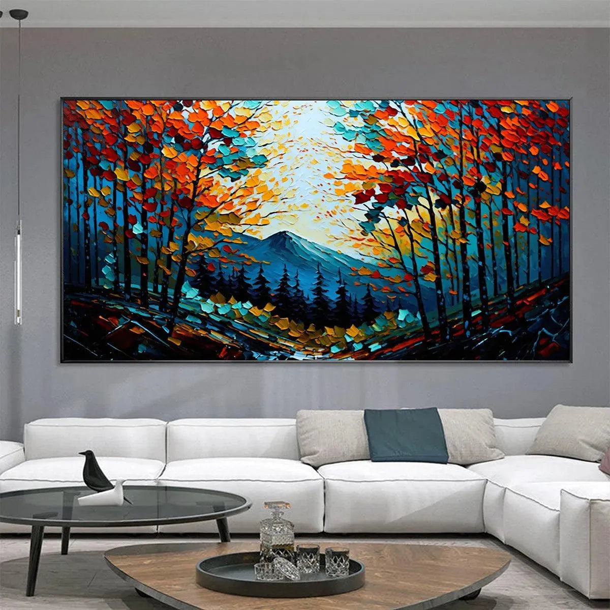 AUTUMN VIBES: Colorful Forest Leaves And Majestic Mountain Backdrop Canvas