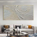 WHISPERS OF THE WIND: Beige Grey Textured Swirls Panoramic Canvas