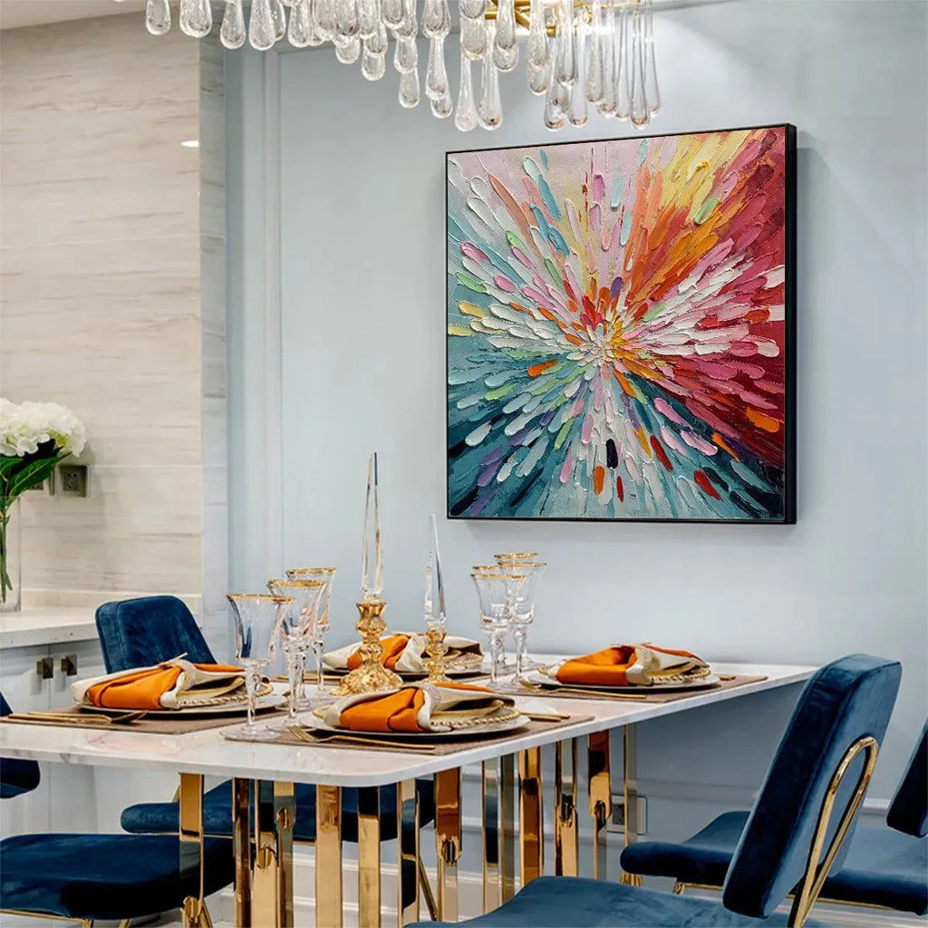 Colorful Abstract Burst Wall Art Modern Canvas Oil Painting