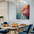 Colorful Abstract Burst Wall Art Modern Canvas Oil Painting
