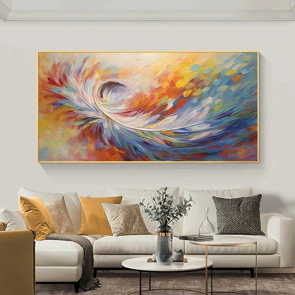 ABSTRACT SWIRL: Textured Colorful Abstract Wall Art Large Canvas Oil Painting