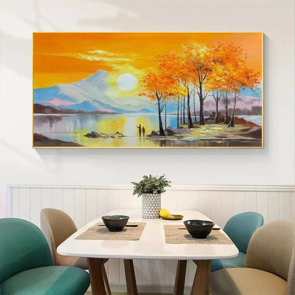 AUTUMN GLOW: Sunset Landscape Oil Painting