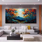 AUTUMN VIBES: Colorful Forest Leaves And Majestic Mountain Backdrop Canvas
