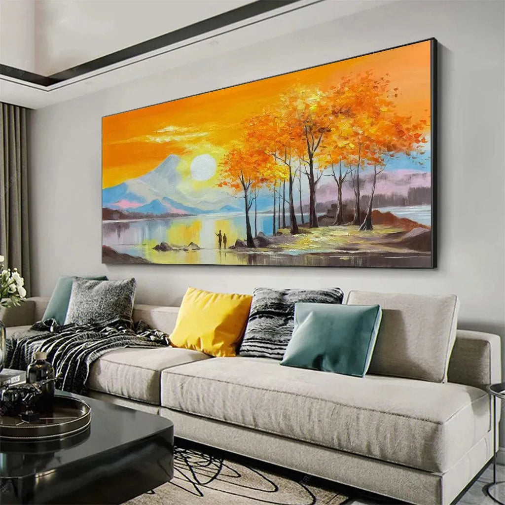 AUTUMN GLOW: Sunset Landscape Oil Painting