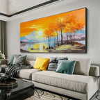AUTUMN GLOW: Sunset Landscape Oil Painting