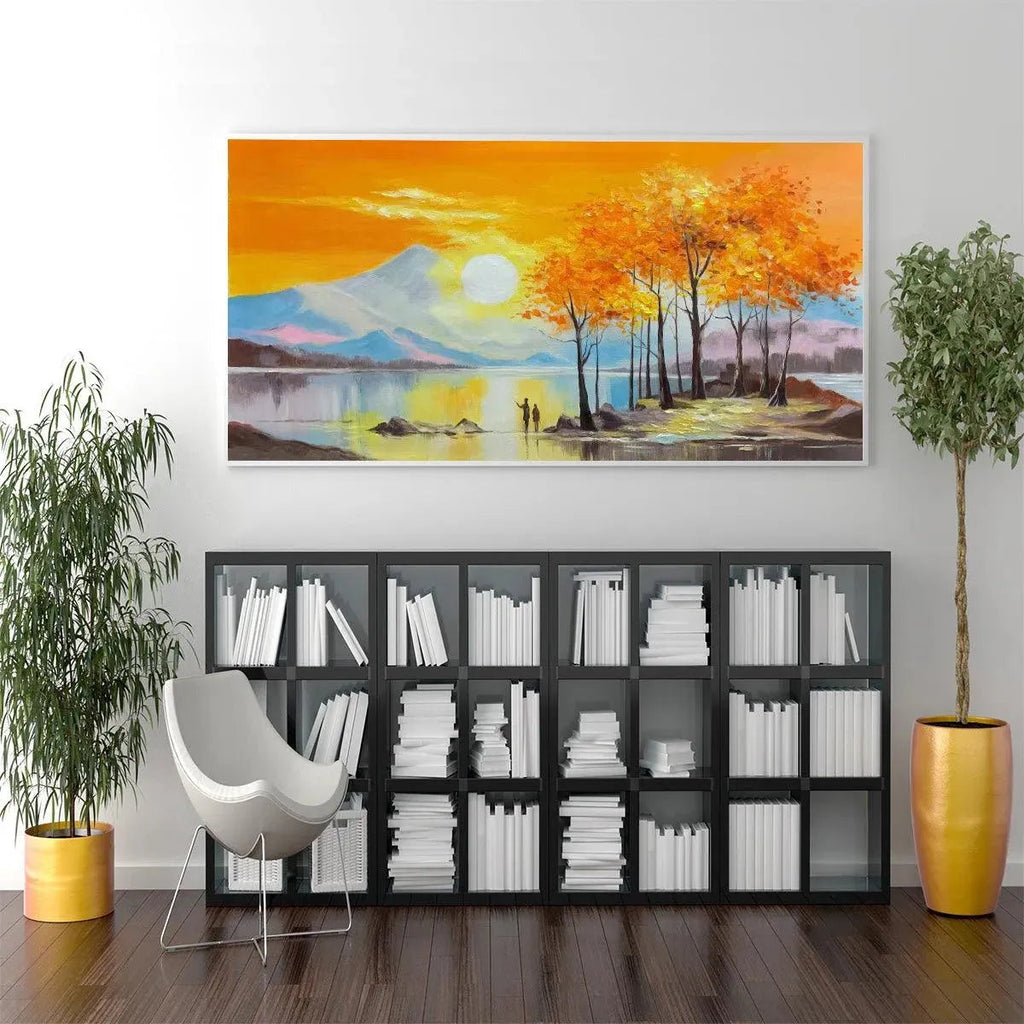 AUTUMN GLOW: Sunset Landscape Oil Painting