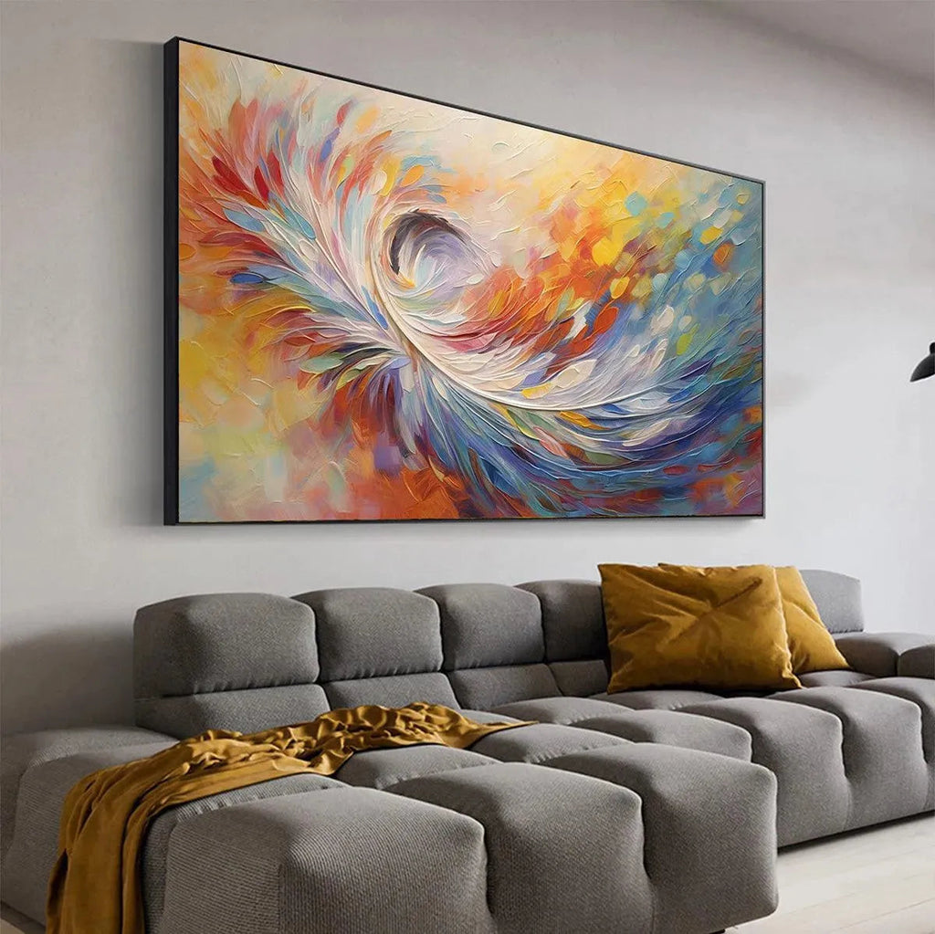 ABSTRACT SWIRL: Textured Colorful Abstract Wall Art Large Canvas Oil Painting