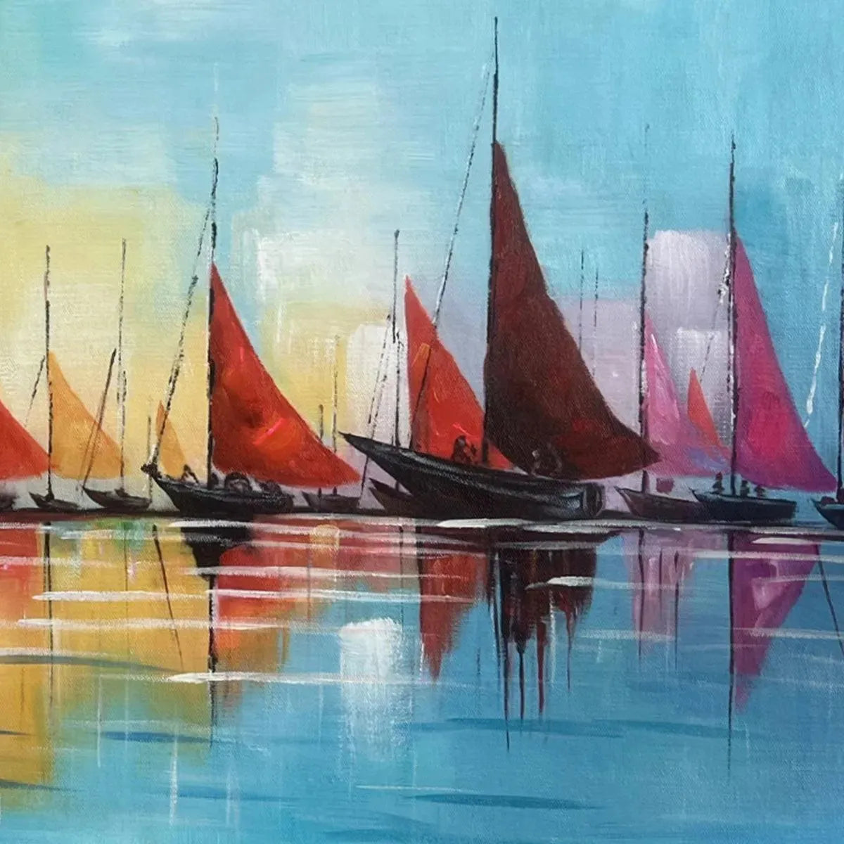 REGATTA: Textured Sailboat Seascape Panoramic Wall Art
