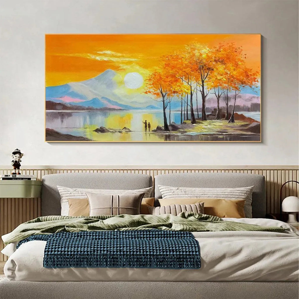 AUTUMN GLOW: Sunset Landscape Oil Painting