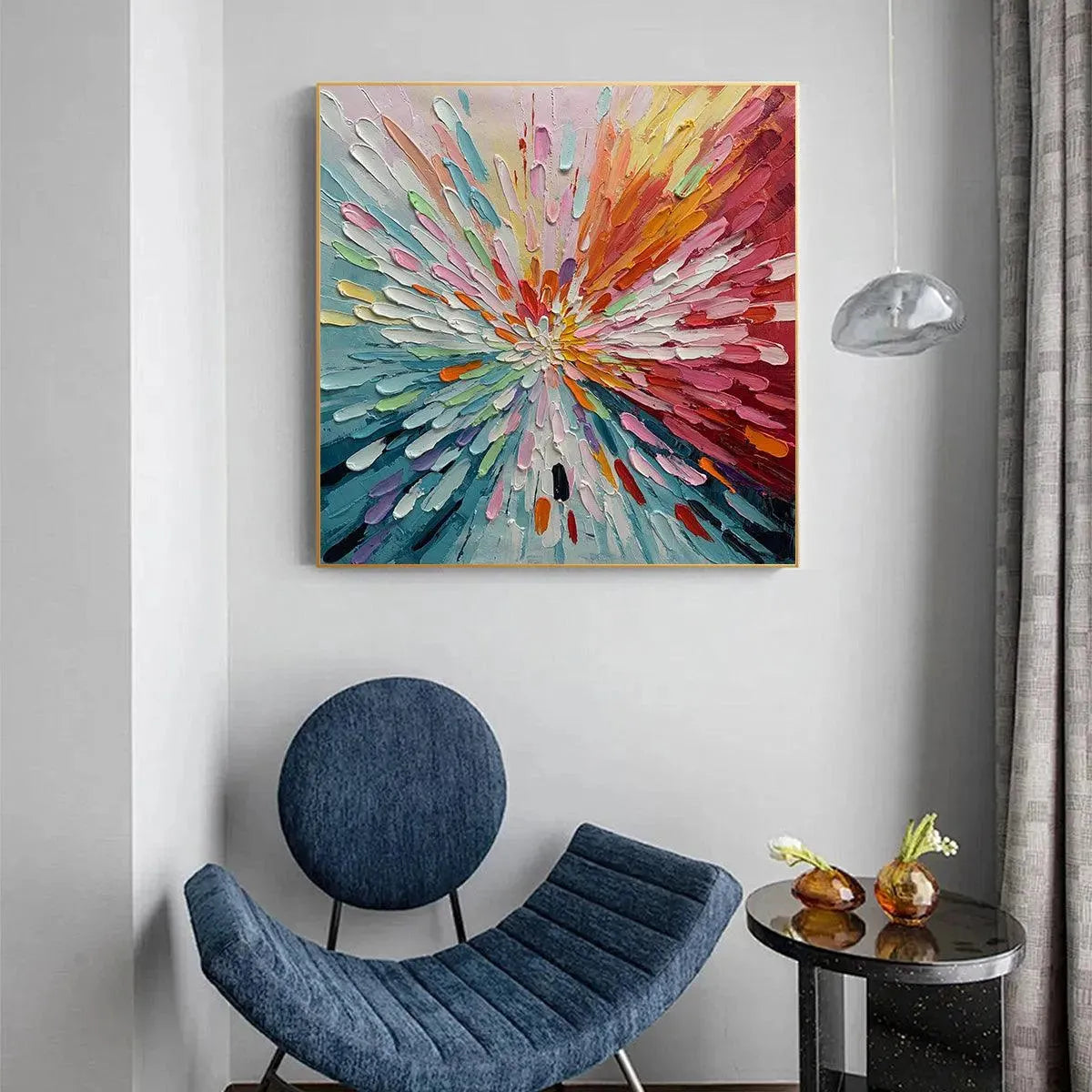 Colorful Abstract Burst Wall Art Modern Canvas Oil Painting