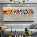 COLORFALL: Vibrant Abstract Silver Leaf Oil Painting