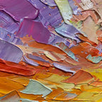 COLORFUL SEASCAPE: Vibrant Sunset Ocean Textured Oil Painting