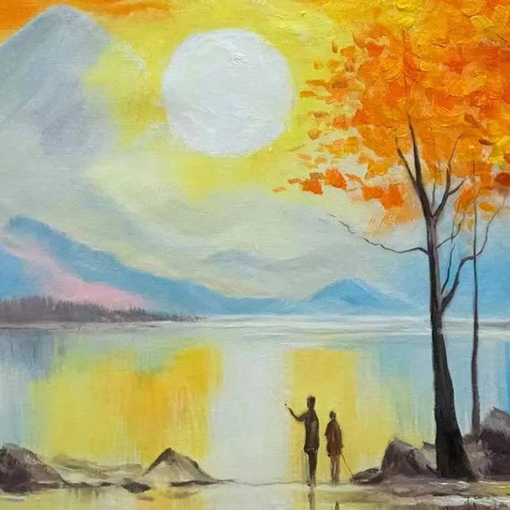 AUTUMN GLOW: Sunset Landscape Oil Painting