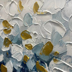 GOLDEN FALLS: Blue And Gold Textured Cascade Abstract Canvas