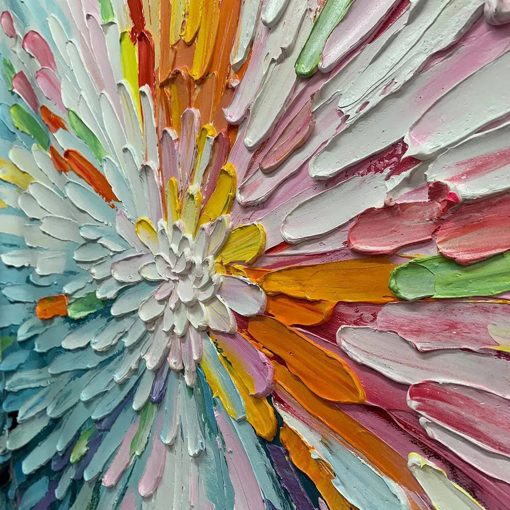 Colorful Abstract Burst Wall Art Modern Canvas Oil Painting