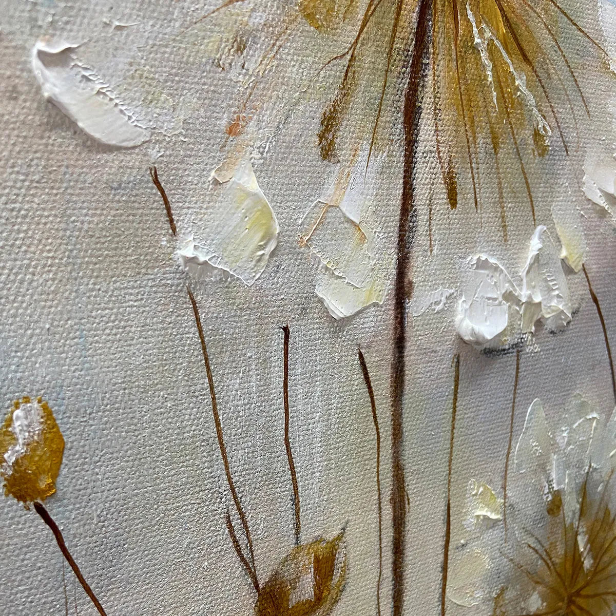 WHISPERS OF GOLD: Textured Dandelion Gold Canvas