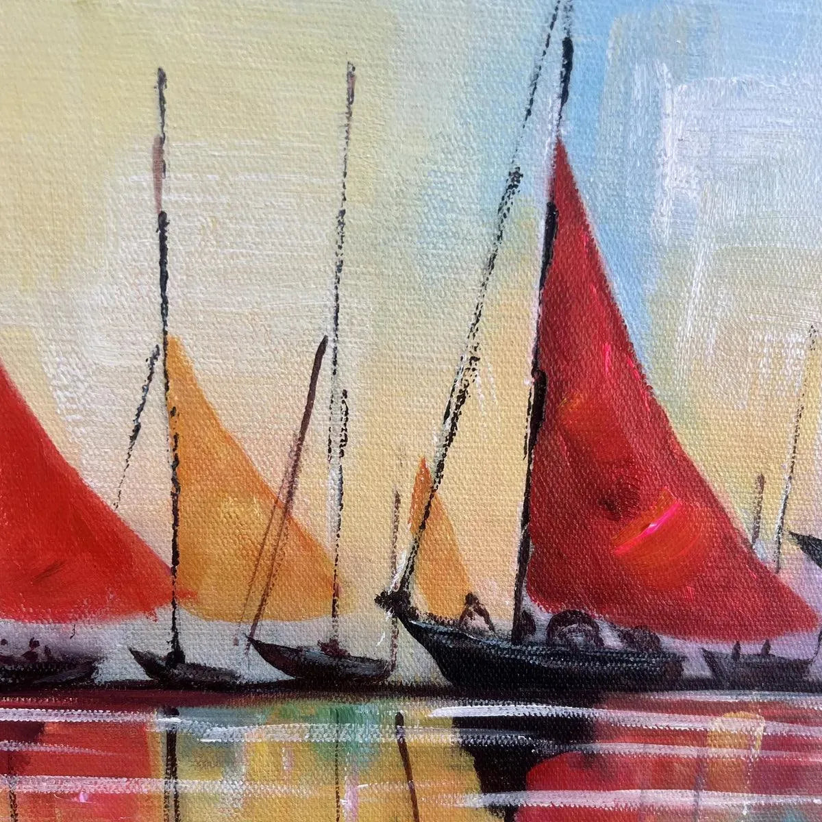 REGATTA: Textured Sailboat Seascape Panoramic Wall Art