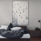 ALPINE FLOW: Textured Ski Tracks Abstract Minimalist Snow Mountain Wall Art