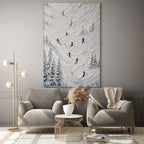 ALPINE FLOW: Textured Ski Tracks Abstract Minimalist Snow Mountain Wall Art