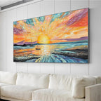 SAILING AT SUNSET: Textured Sailboat Seascape Panoramic Wall Art